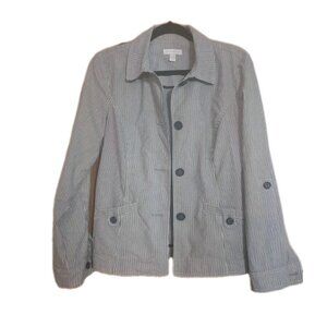 Charter Club Navy Striped Button Up Blazer size S. (HL96)